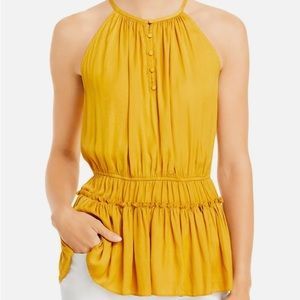 Tahari - Mari Womens Pleated Office Peplum Top
